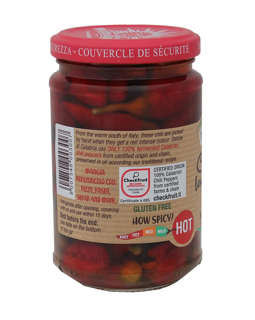 Calabrian Long Hot Peppers in Oil – 9.87 oz (Product of Italy)