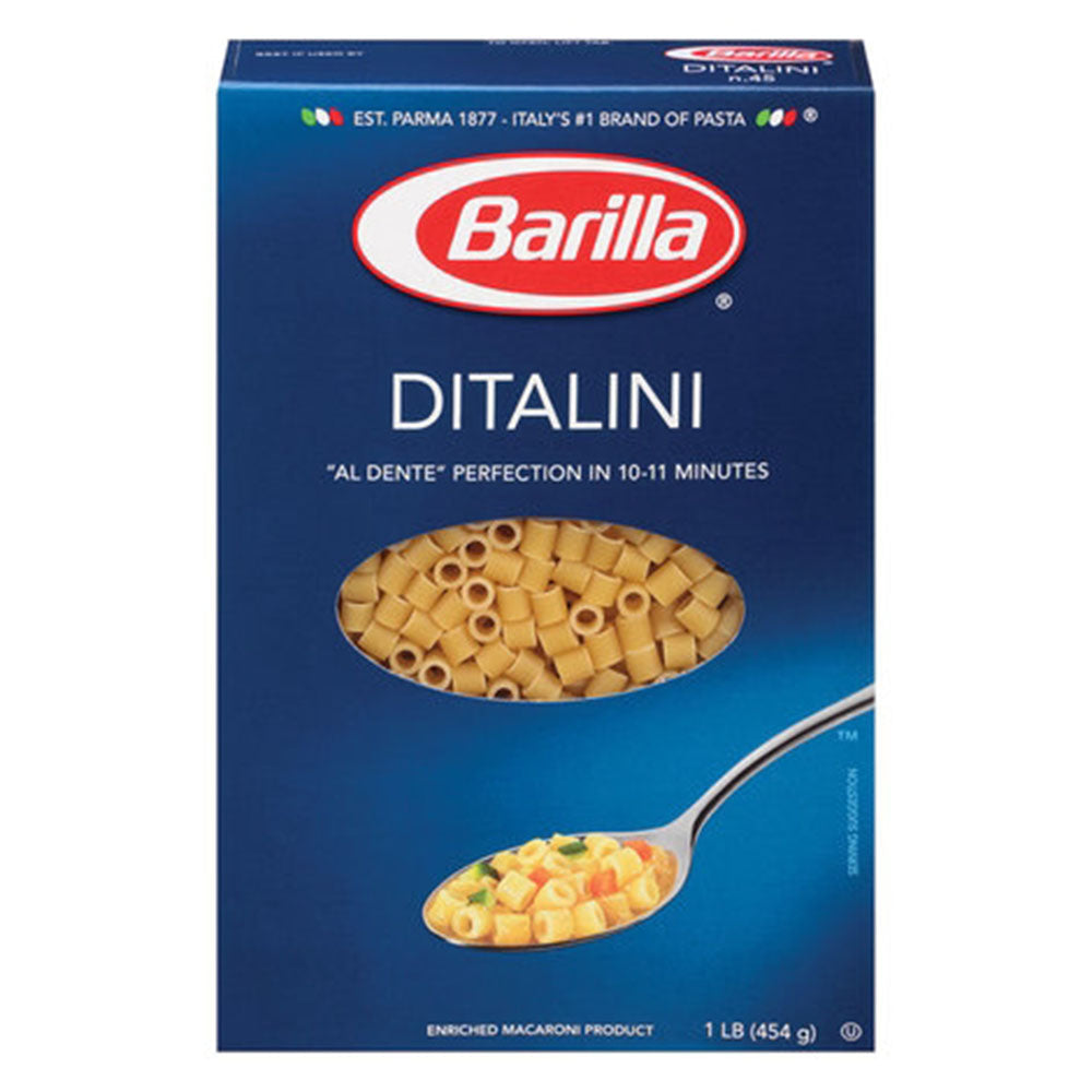 Barilla Ditalini Pasta - 1 LB Bag (16 OZ) - Small Tube Pasta
