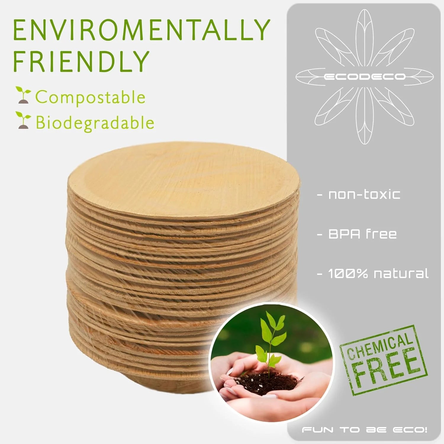 4-Inch Palm Leaf Round Bowls – 100-Pack Mini Eco-Friendly Disposable Party Bowls