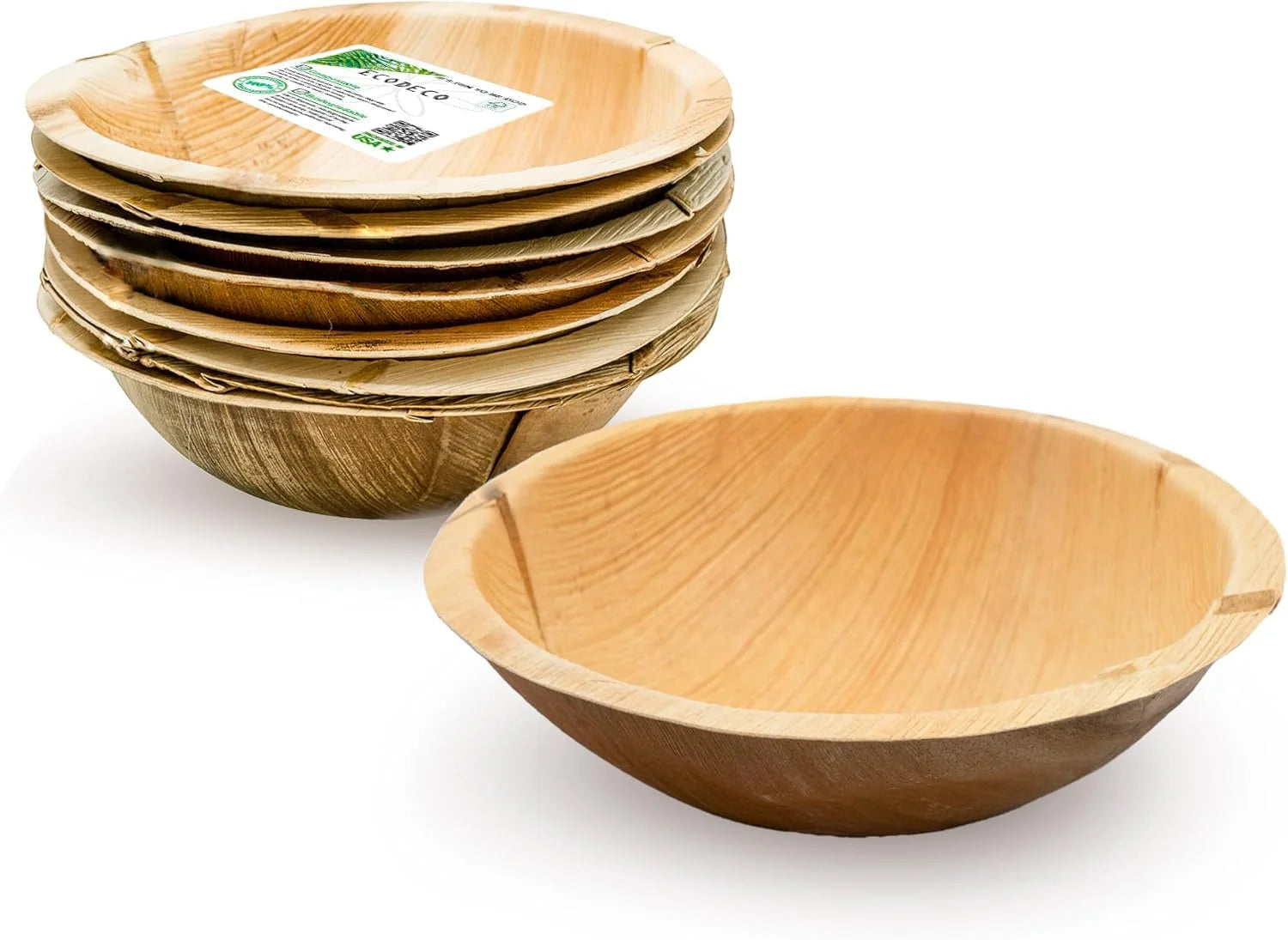 8.5-Inch Palm Leaf Serving Bowls – 10-Pack Large 40 oz Eco-Friendly Deep Disposable Plates