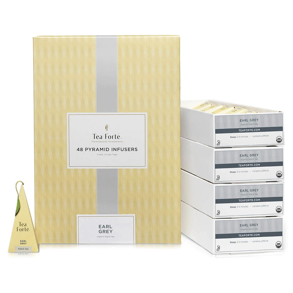 TEA FORTE Earl Grey Tea – Bergamot Black Tea Pyramid Infusers (40 Count Bulk Box)