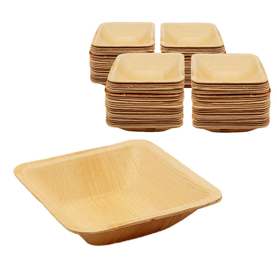Eco-Gecko 4" Square Palm Leaf Bowls (200-pack)