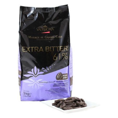 Valrhona Extra Bitter 61% Dark Chocolate Feves – Intense Professional Blend (6.61 LB Bag)