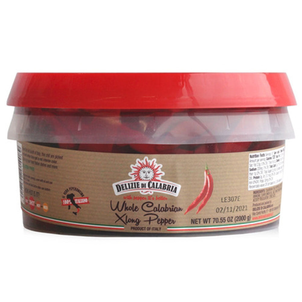 Delizie Di Calabria Extra Long Calabrian Peppers in Oil - 70.54 oz (4.41 LB) Pail
