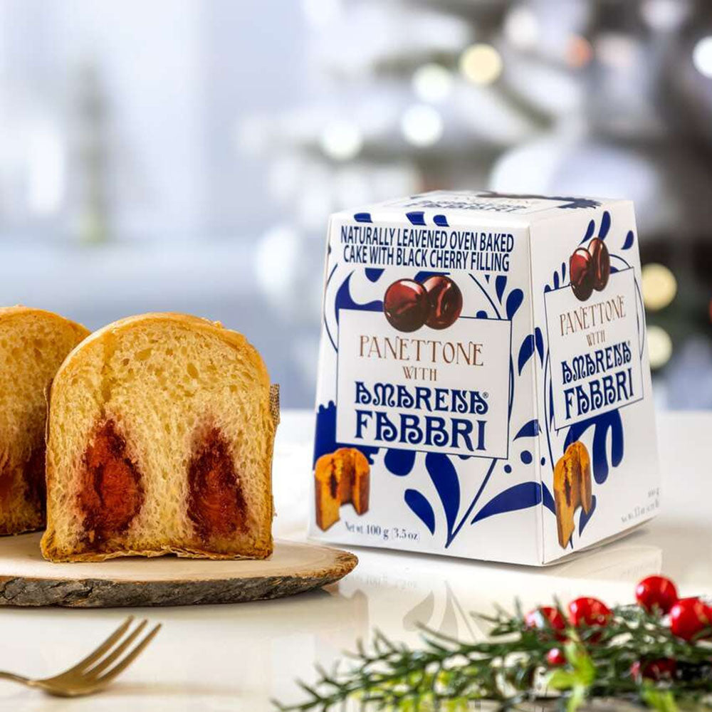 Fabbri Mini Amarena Panettone Cherry Cream Filled Case Pack – Italian Holiday Cakes (12 x 3.53 oz)