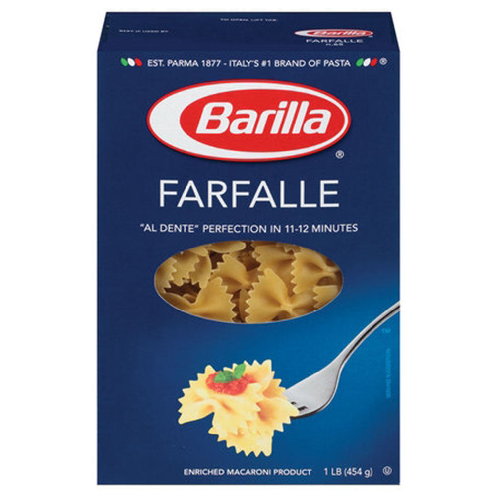 Barilla Farfalle Bow-Tie Pasta - 16 oz Box (1 LB) - Specialty Shape