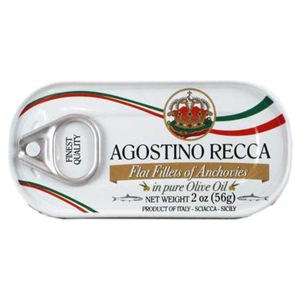 Recca Flat Anchovy Fillets in Olive Oil - 2 oz Tin