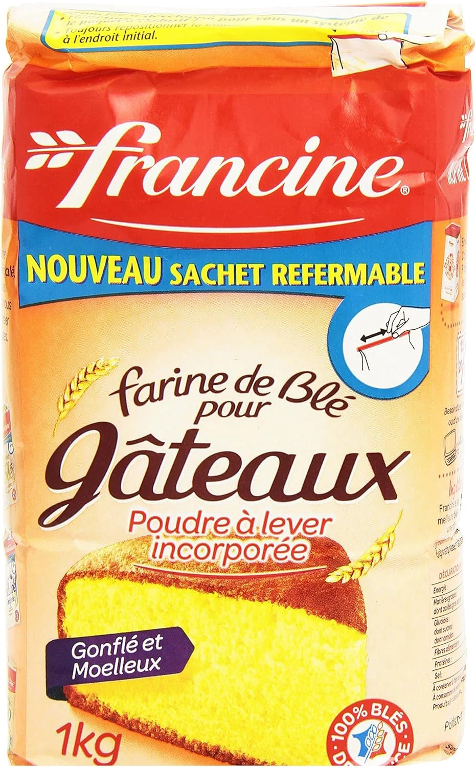 Francine Cake Flour with Baking Powder – 1 kg | French Wheat Flour for Baking