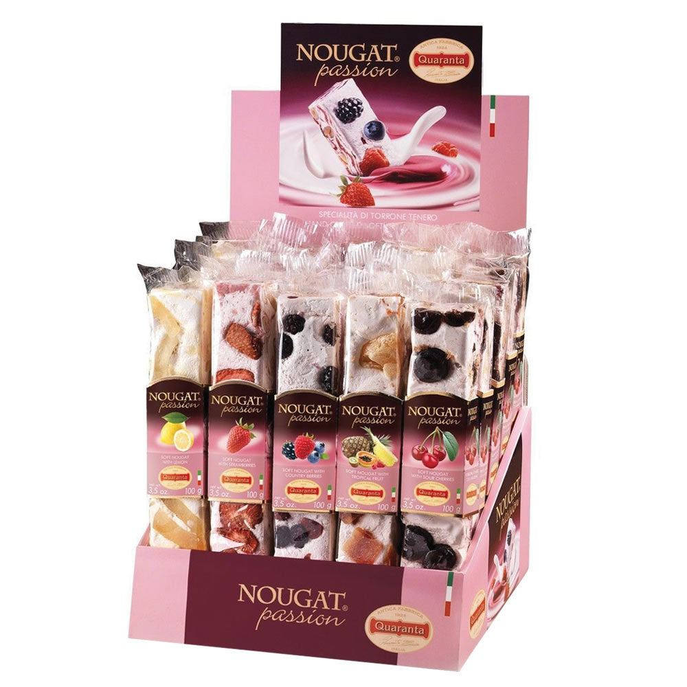 Quaranta Fruit Cream Nougat Bar Display Case (25 x 3.5 oz)