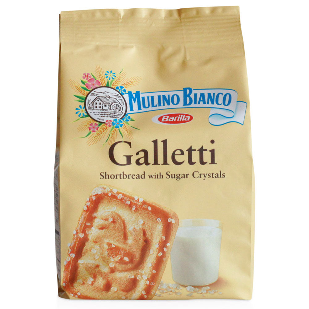 Mulino Bianco Galletti – Italian Shortbread Cookies with Sugar Crystals, 6.35 oz