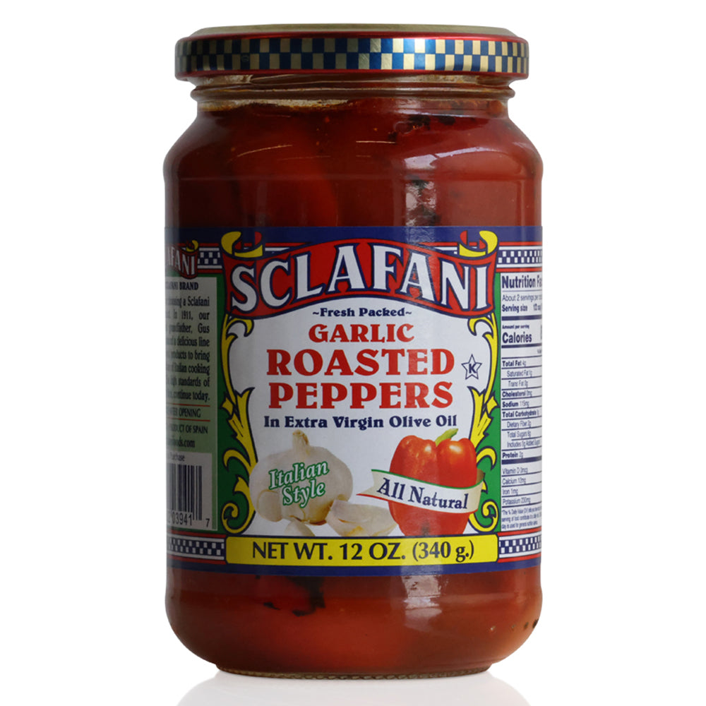 Sclafani Roasted Peppers with Garlic - 12 oz Jar