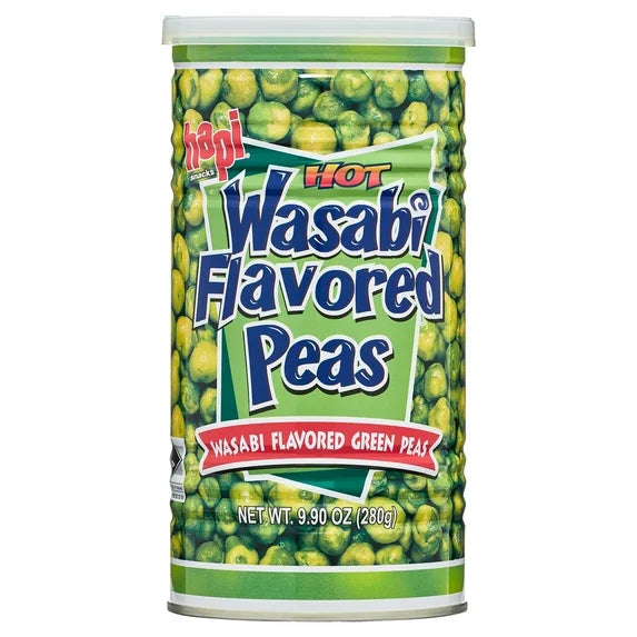 Hapi Hot Wasabi Peas – Spicy Crunchy Snack, 9.9 oz Canister
