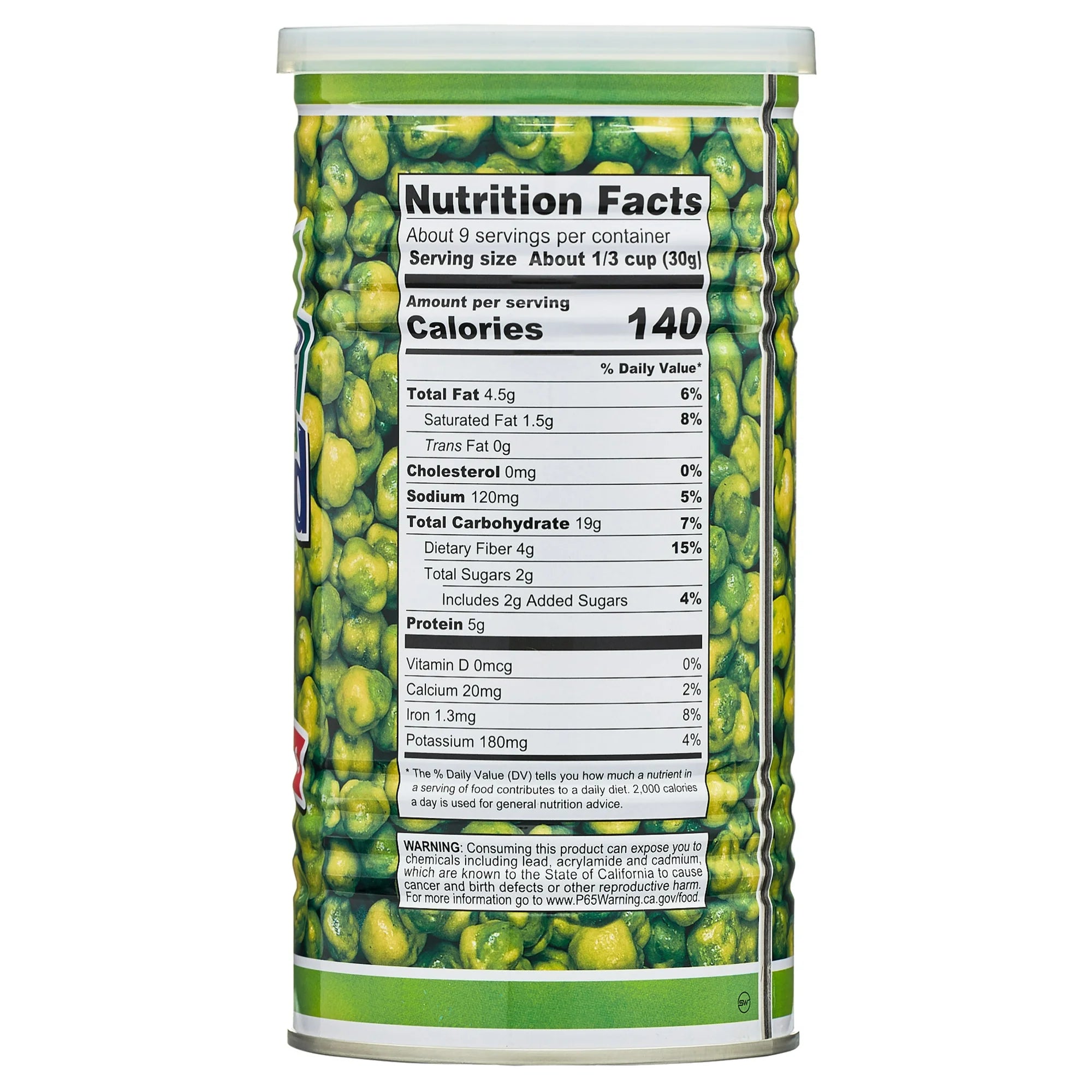 Hapi Hot Wasabi Peas – Spicy Crunchy Snack, 9.9 oz Canister