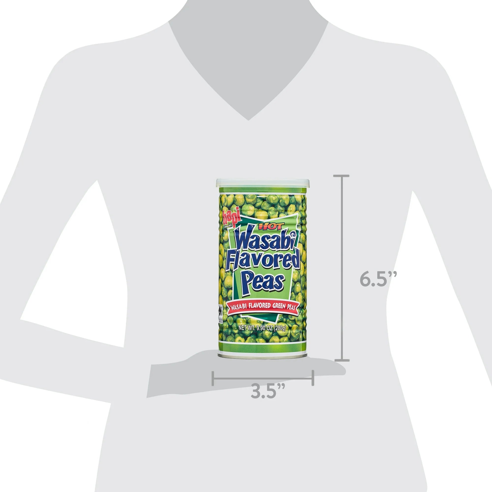 Hapi Hot Wasabi Peas – Spicy Crunchy Snack, 9.9 oz Canister