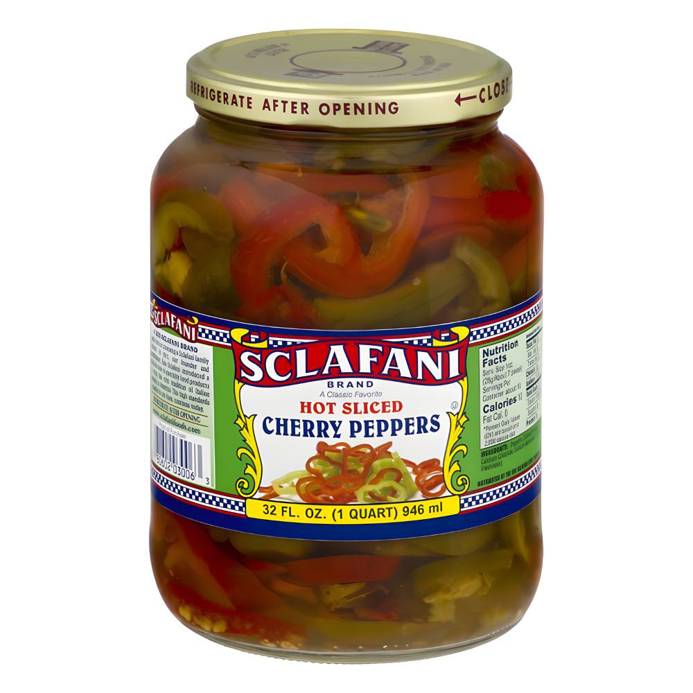 Sclafani Hot Cherry Peppers Sliced - 32 oz