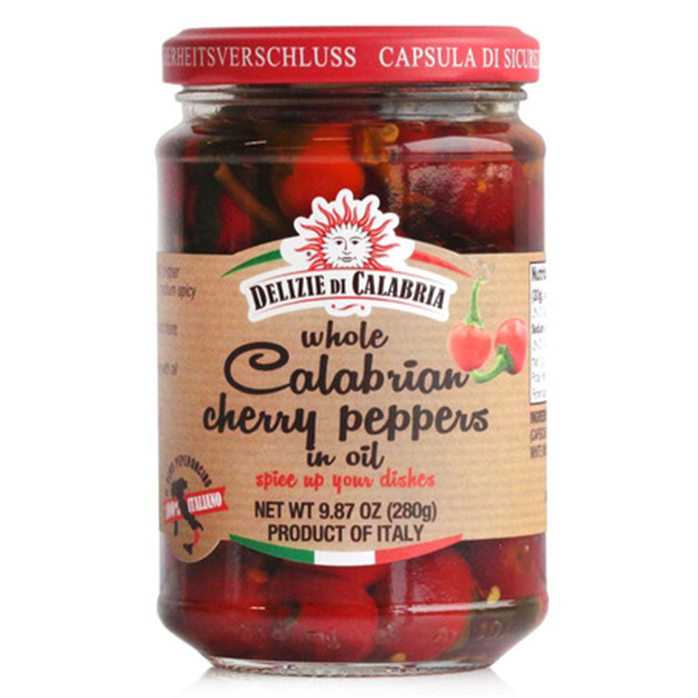 Delizie Di Calabria Hot Cherry Peppers in Oil - 9.87 oz Jar