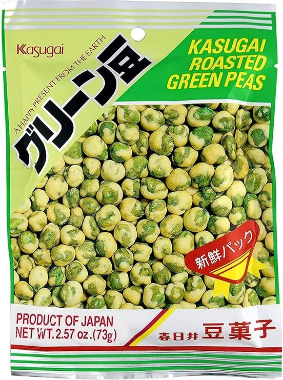 Kasugai Roasted Green Peas – Crunchy Japanese Snack, 2.57 oz (73g)