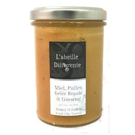 L’Abeille Diligente Honey with Royal Jelly, Pollen & Ginseng – 250g (8.8 oz)