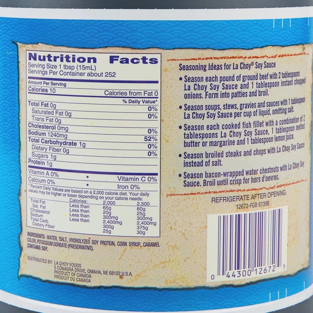 La Choy Soy Sauce – 1 Gallon (3.78L)