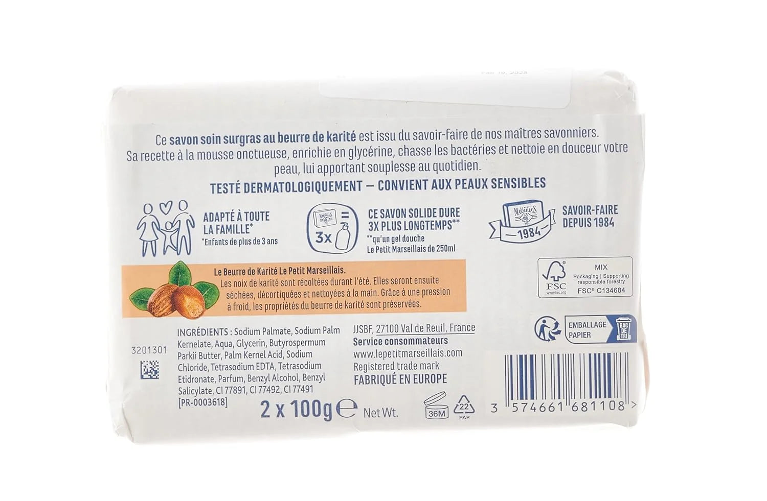 Le Petit Marseillais Surgras Care Soap with Shea Butter – 2x100g Bars