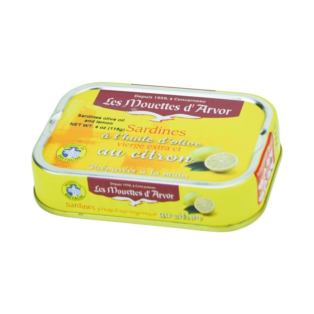 Les Mouettes d'Arvor Sardines in Extra Virgin Olive Oil with Lemon – 4 oz (France)