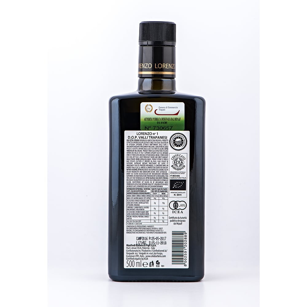 Barbera Lorenzo No. 1 Organic Extra Virgin Olive Oil – 500ml