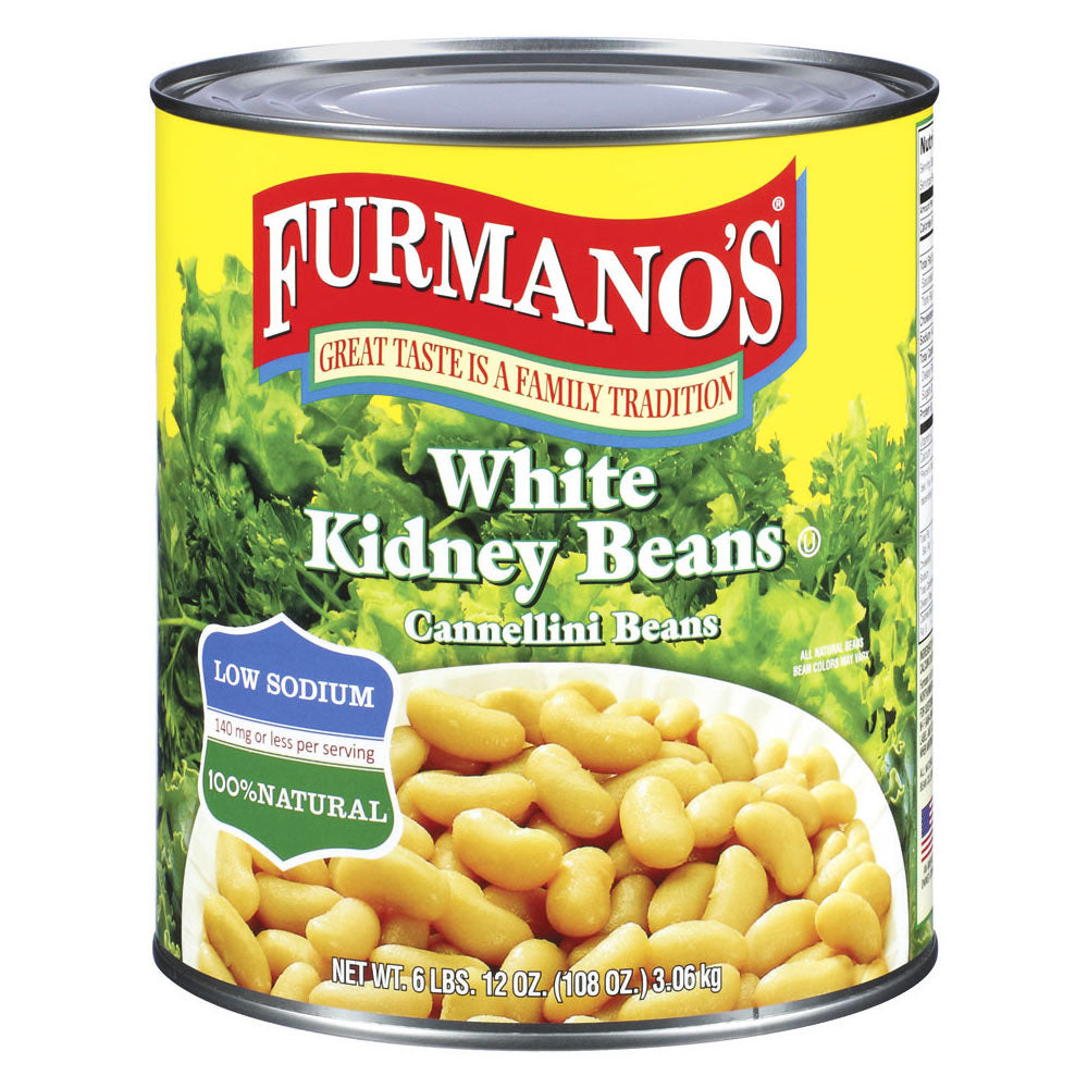 Furmano's Low Sodium Cannellini Beans #10 Can - White Kidney Beans 6.75 LB
