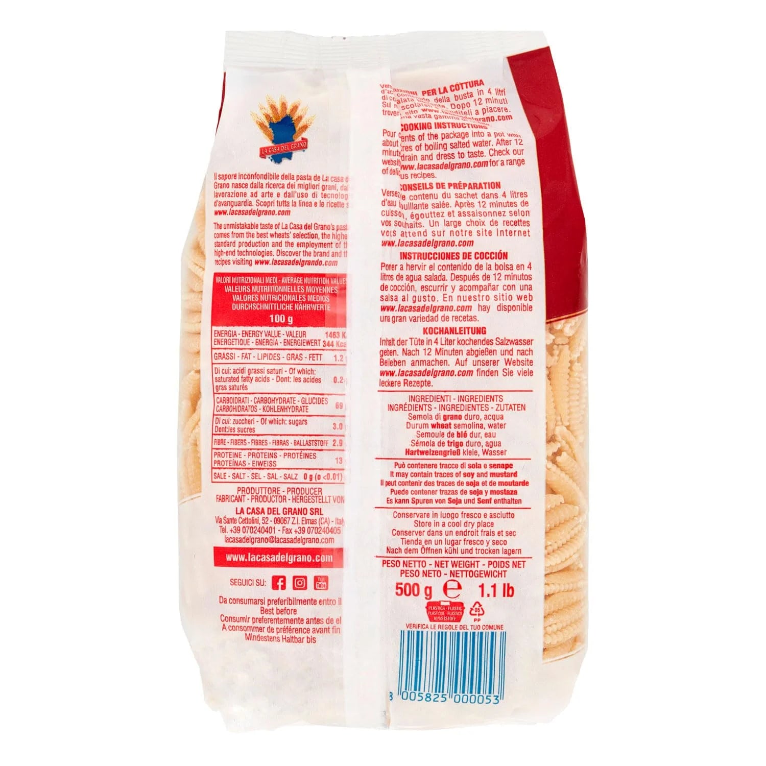 Malloreddus Medium Durum Wheat Semolina Pasta – 1.1 lb (La Casa Del Grano)