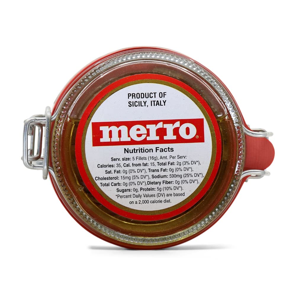 Merro Anchovy Fillets in Sunflower Oil – 24 oz Jar