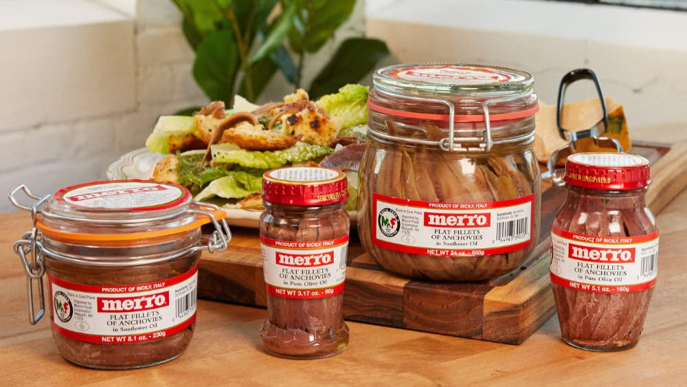 Merro Anchovy Fillets in Sunflower Oil – 24 oz Jar