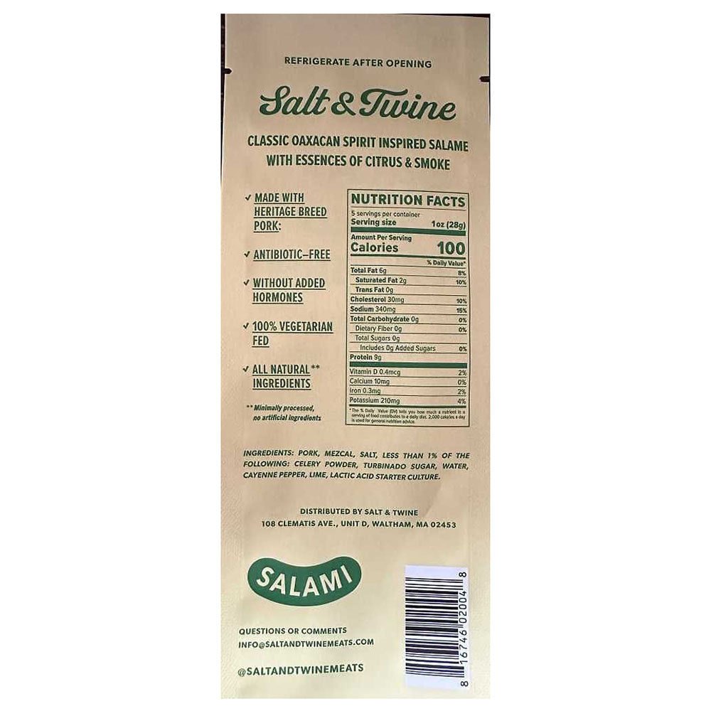 Salt & Twine Mezcal & Salted Lime Salami – Small Batch, 5 oz