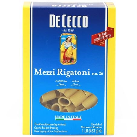 De Cecco Mezzi Rigatoni No. 26 (1.0 LB)