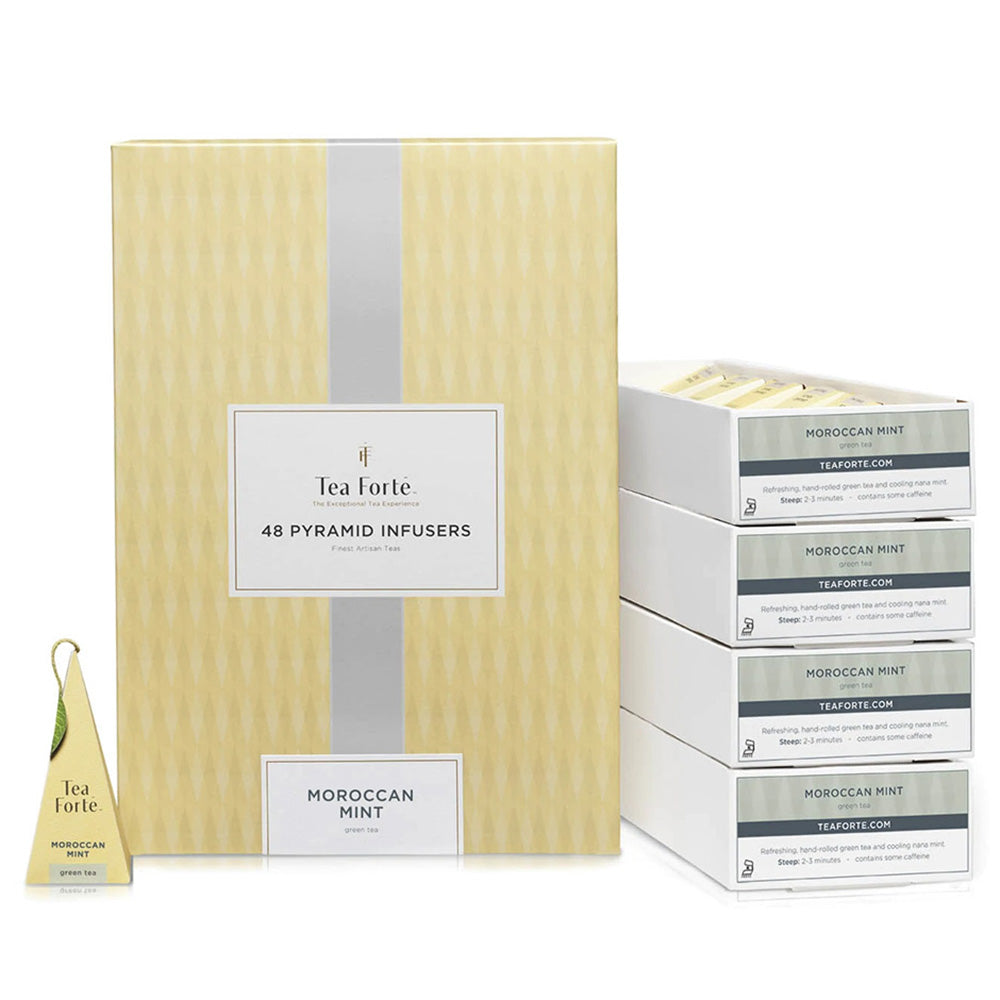 TEA FORTE Moroccan Mint Tea - Spearmint Green Tea Pyramid Infusers (40 Count Bulk Box)