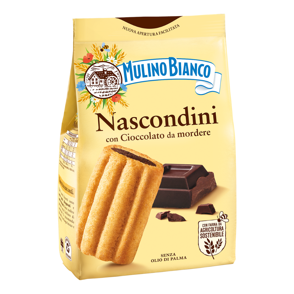 Mulino Bianco Nascondini Italian Cookies – Chocolate & Vanilla Biscuits (11.64 oz)
