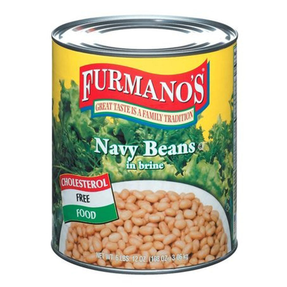 Furmano's Navy Beans #10 Can - Grade A White Beans in Brine 6.75 LB Bulk
