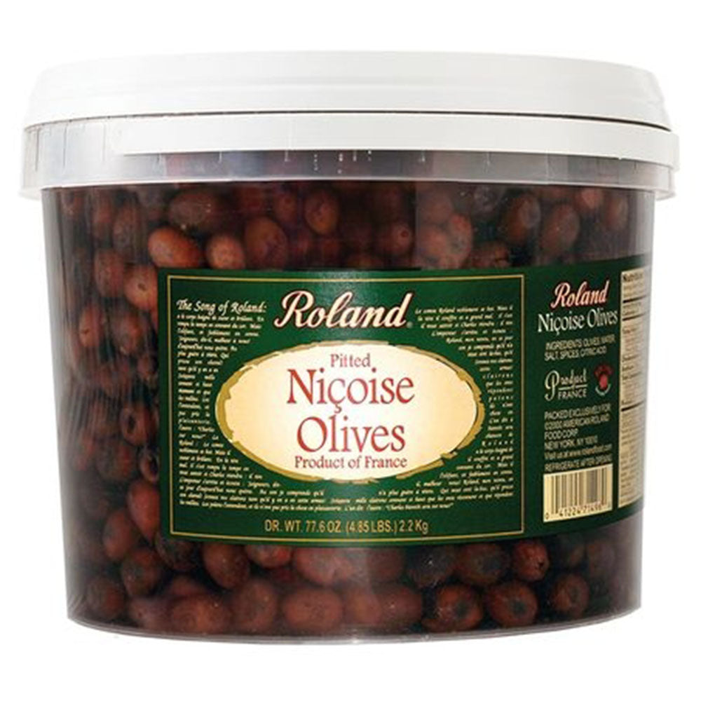 Roland Pitted Niçoise Olives with Thyme & Spice - 2.2 KG Pail (4.85 LB)