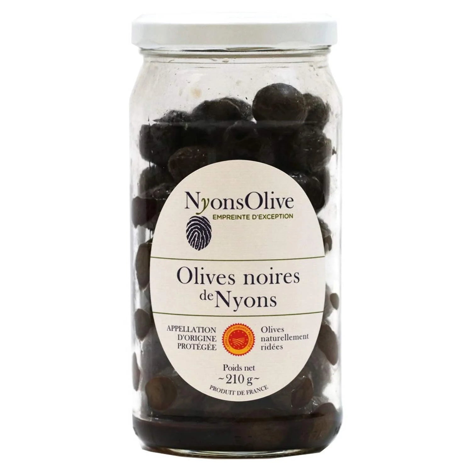 NyonsOlive Black Olives AOC – 210g Jar (Product of France)