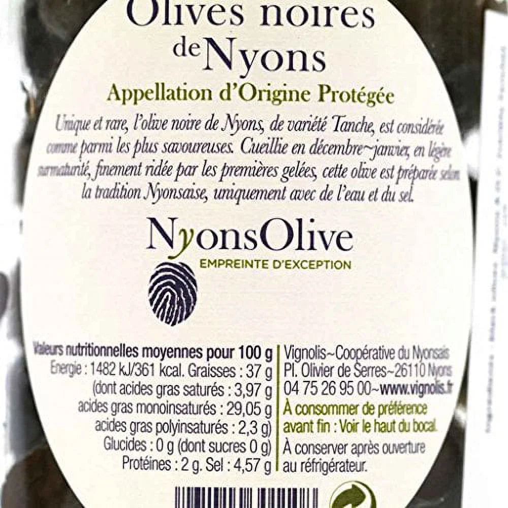 NyonsOlive Black Olives AOC – 210g Jar (Product of France)