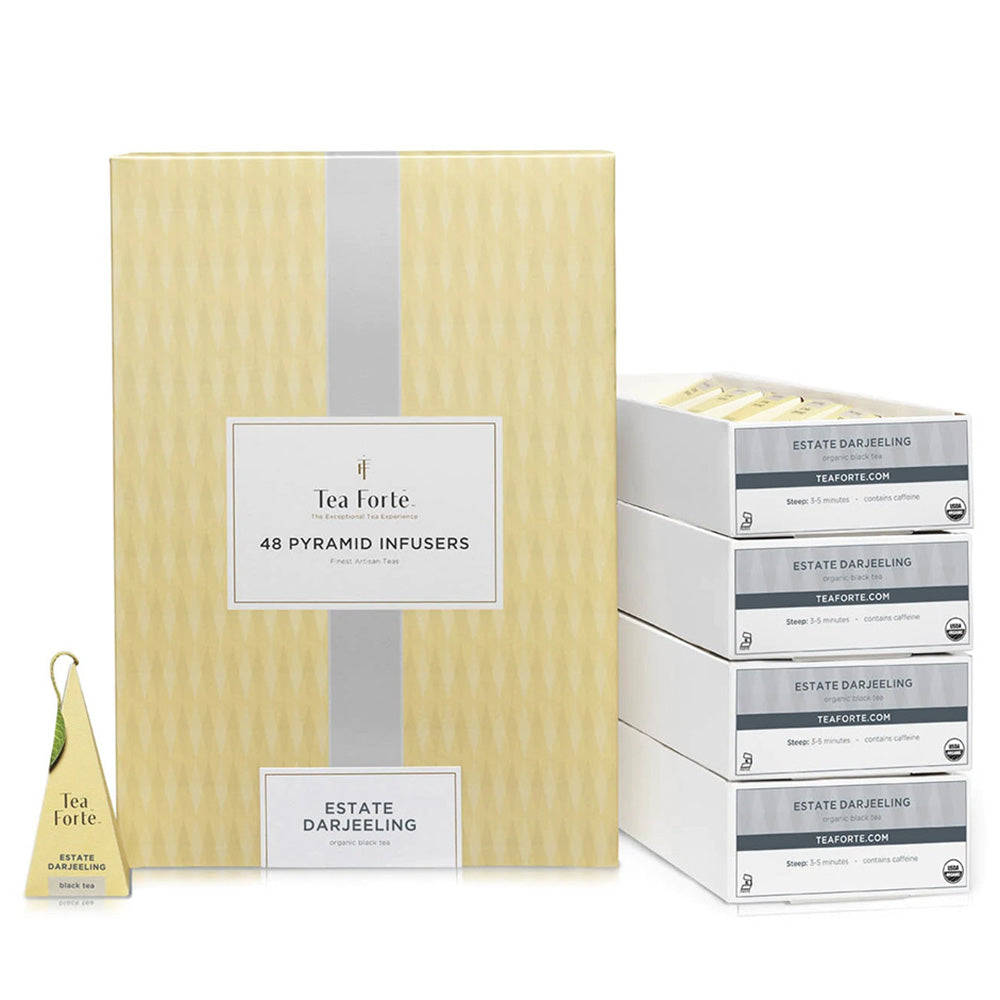 TEA FORTE Organic Darjeeling Estate Tea - Premium Black Tea Pyramid Infusers (40 Count Bulk Box)