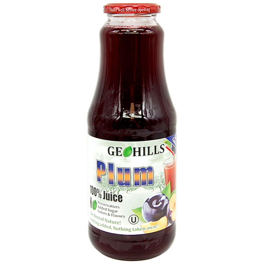 GeoHills 100% Plum Juice - No Sugar Added, Kosher 33.8 fl oz
