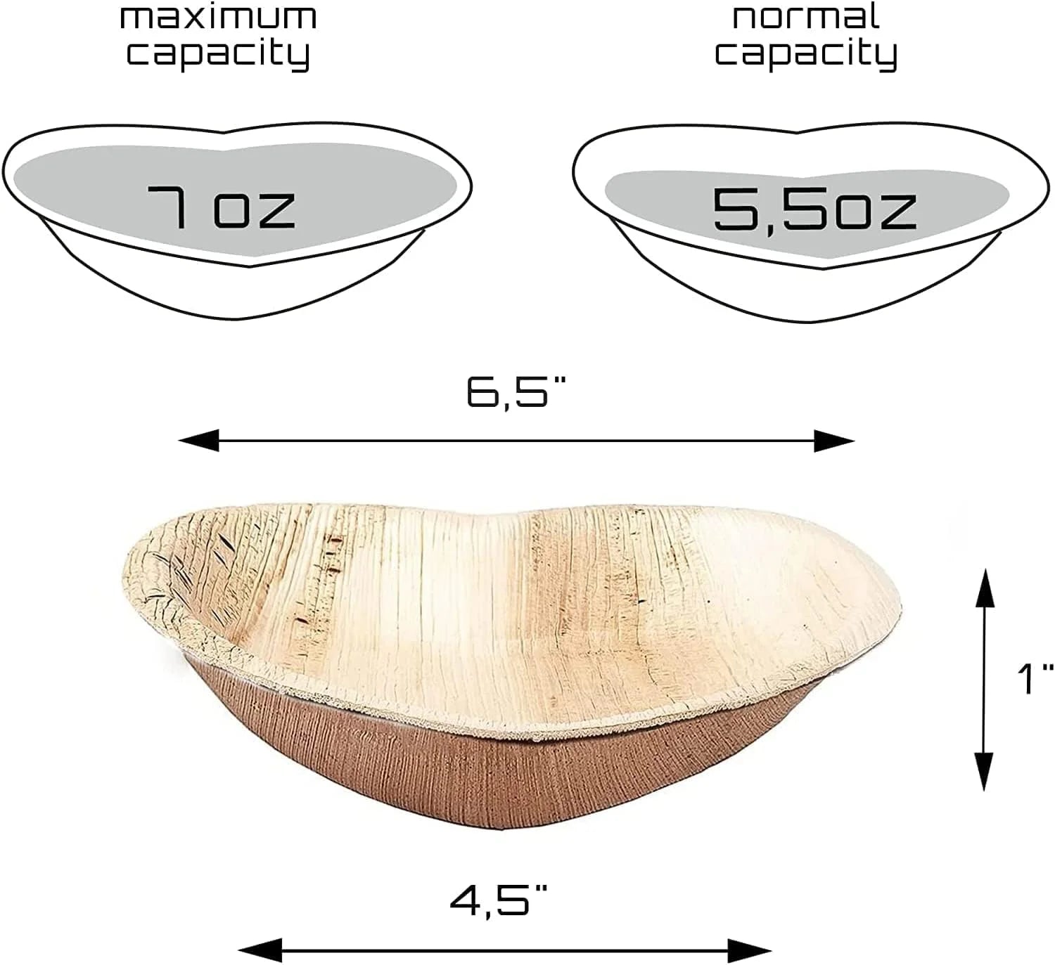 6.5-Inch Heart-Shaped Palm Leaf Plates – 100-Pack Eco-Friendly Disposable Party Plates