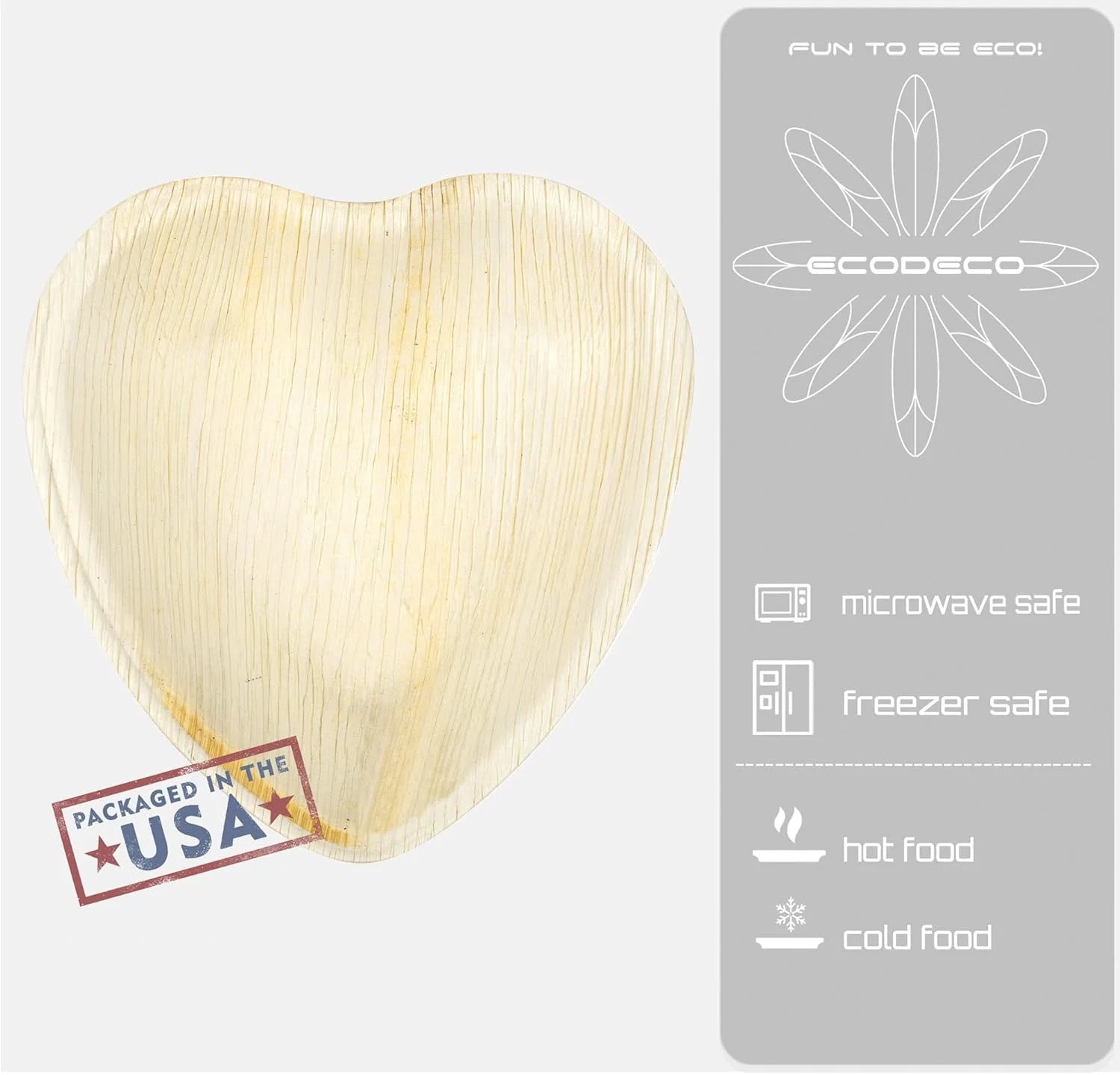 6.5-Inch Heart-Shaped Palm Leaf Plates – 100-Pack Eco-Friendly Disposable Party Plates