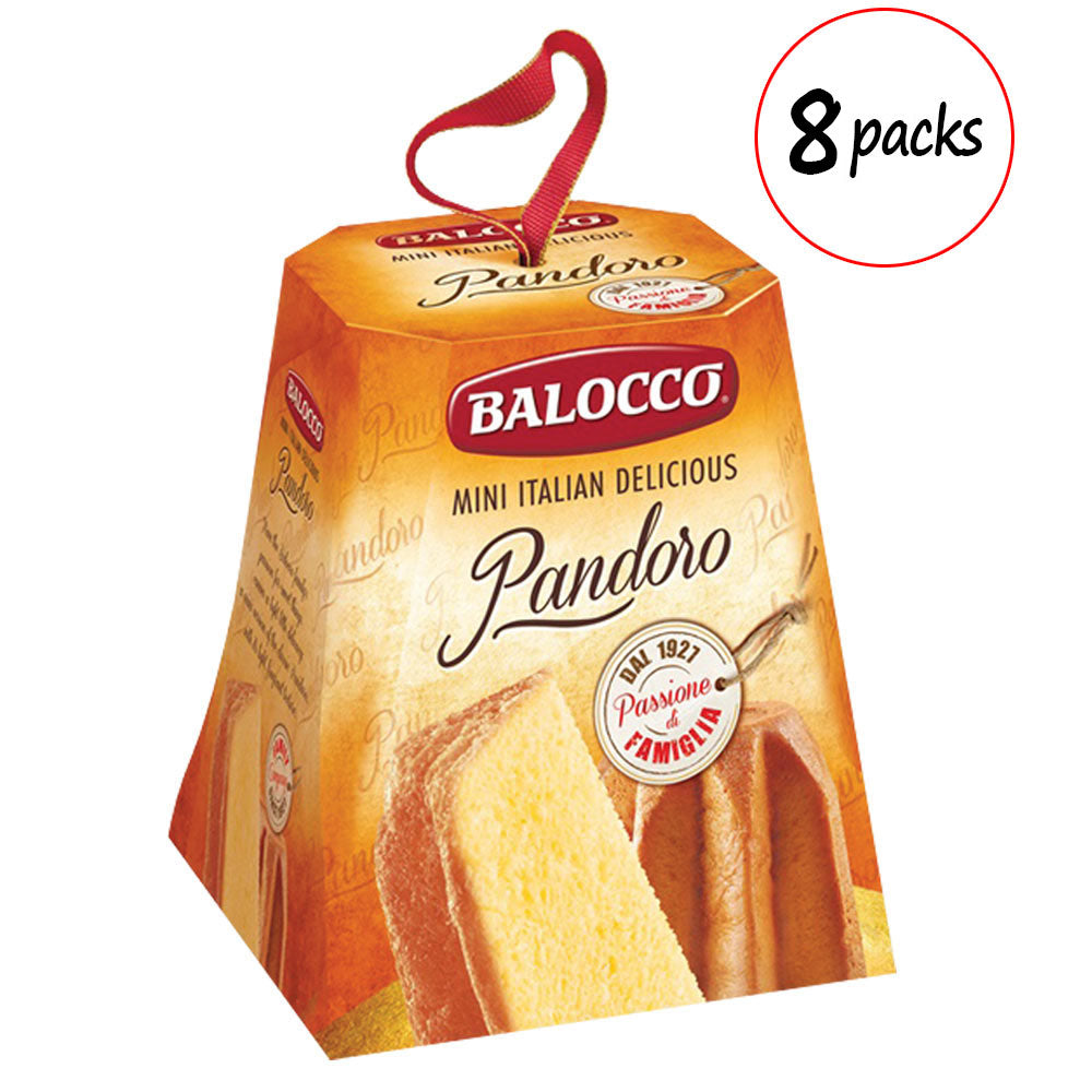 Balocco Mini Pandoro Cake 2.8 oz (8-Pack) - Traditional Italian Dessert