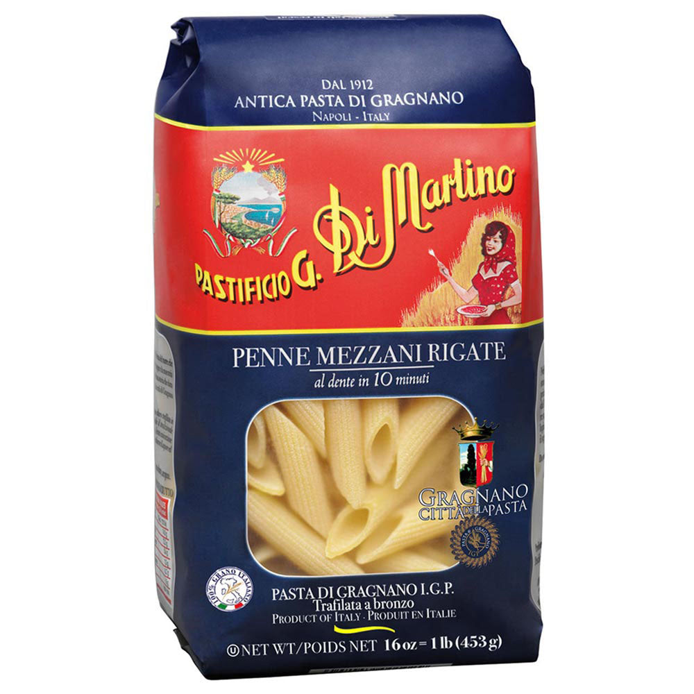 Di Martino Penne Mezze Rigate Pasta - Authentic Italian Short Tubes (16 oz / 1 lb)