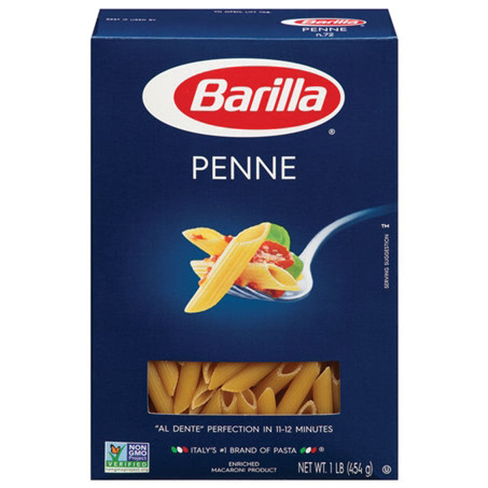 Barilla Penne Rigate Pasta - 1 LB Box (16 OZ) - Non-GMO Durum Wheat