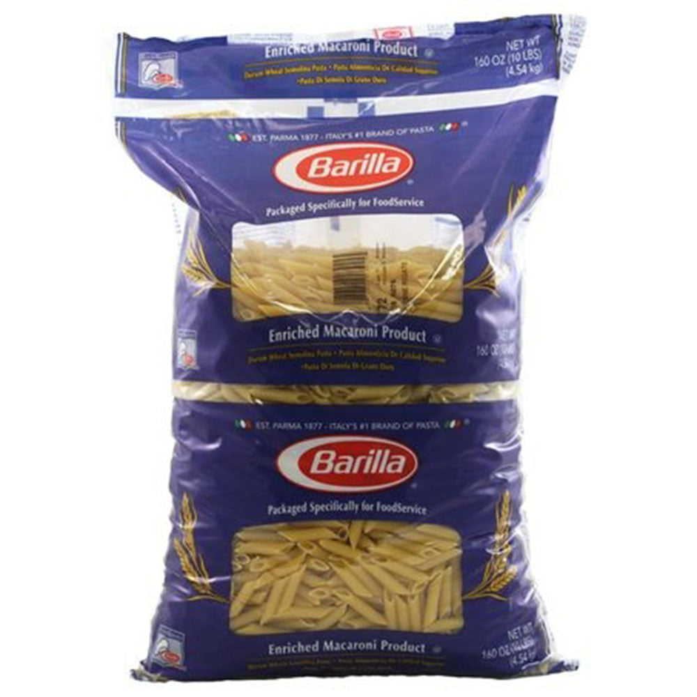 Barilla Bulk Penne Rigate Pasta - 10 LB Bag - Ridged Tubes