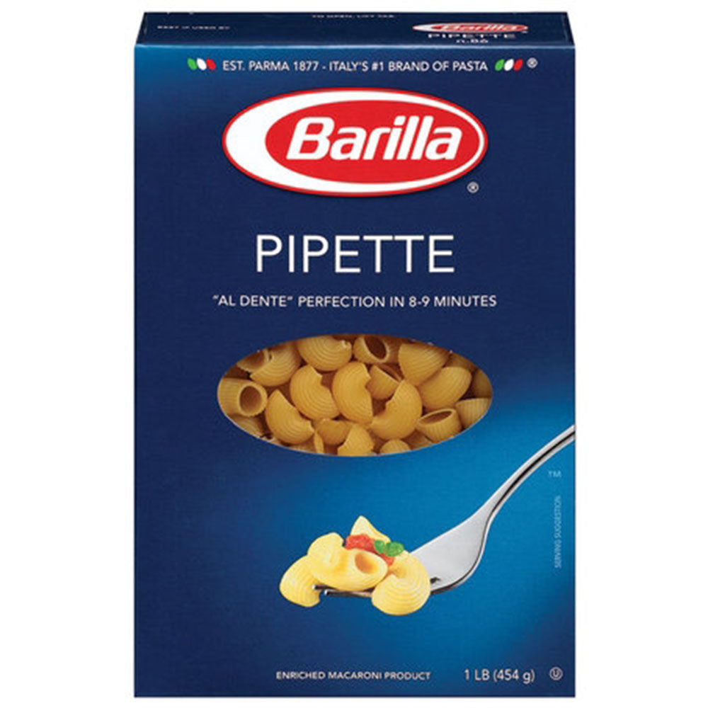 Barilla Pipette Rigate Pasta - 1 LB Box (16 OZ) - Little Pipe Shape