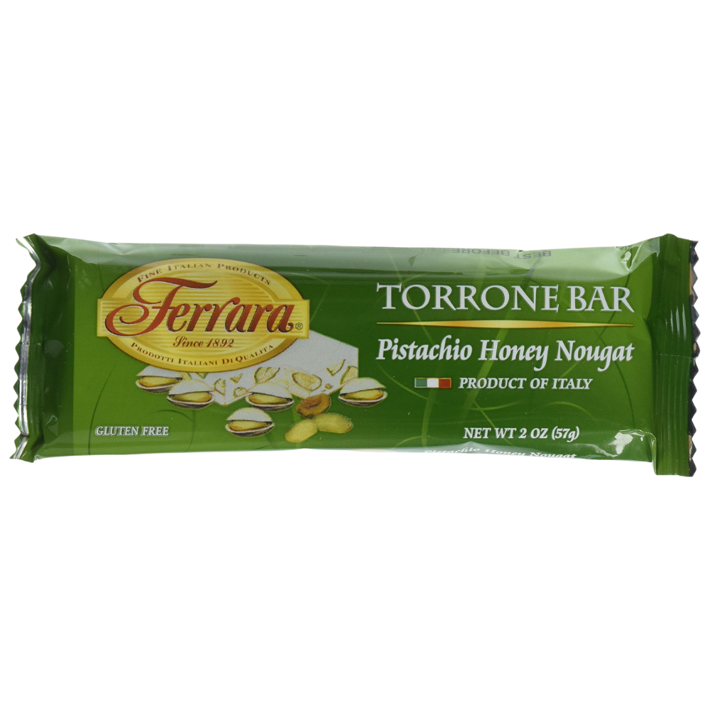 Ferrara Pistachio Torrone Bars Case Pack – 12 x 2 oz Italian Pistachio Nougat