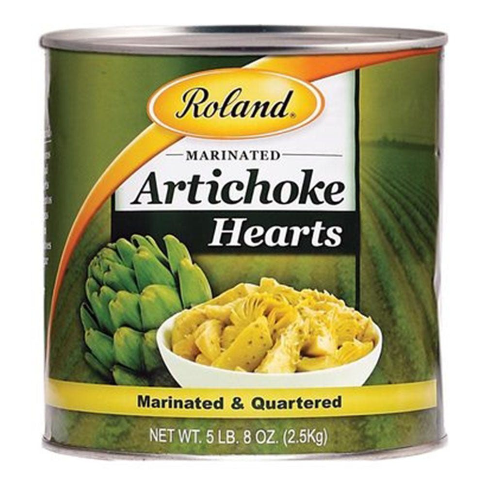Roland Quartered Marinated Artichoke Hearts - 3 KG Bulk Tin (6.61 LB)