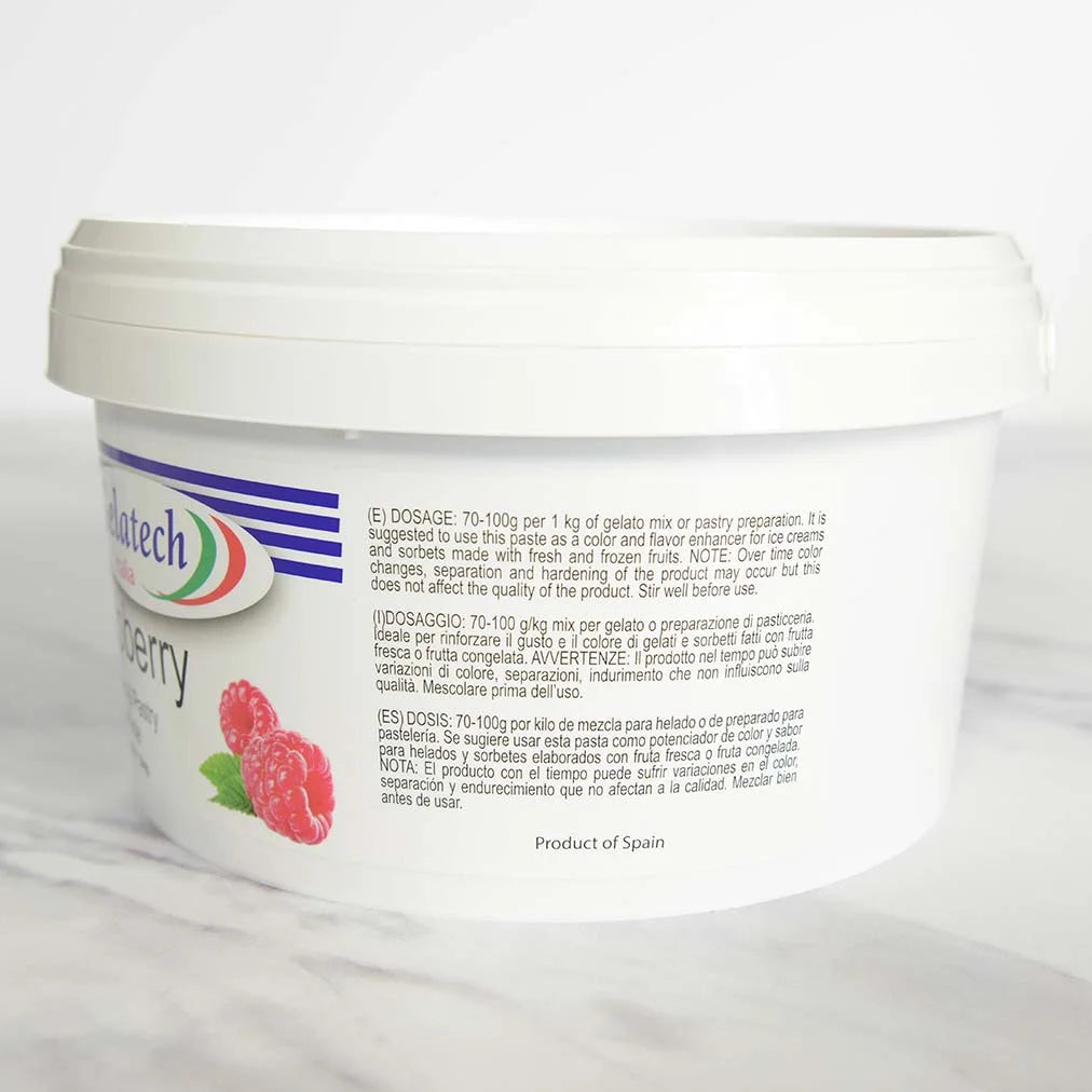 Gelatech Raspberry Gelato & Pastry Paste – Italian Fruit Base, 6.6 lb Tub